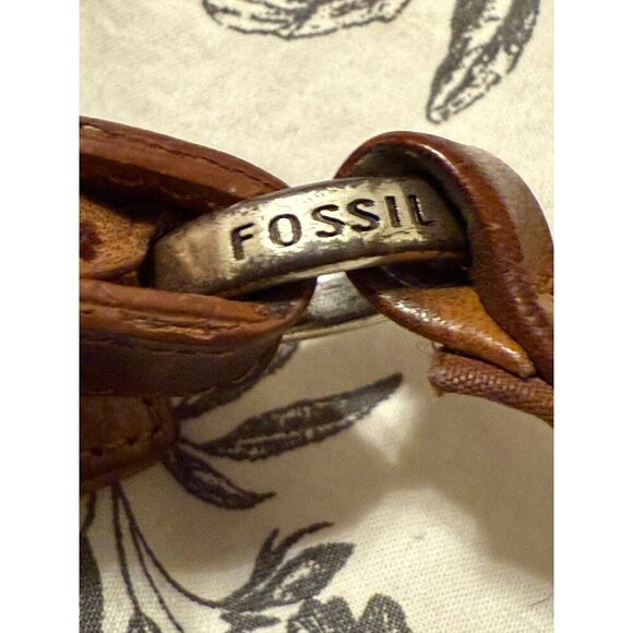 Fossil Tan Genuine Leather Shoulder Hobo Handbag Purse 6X8 Exterior Wear - Picture 6 of 16